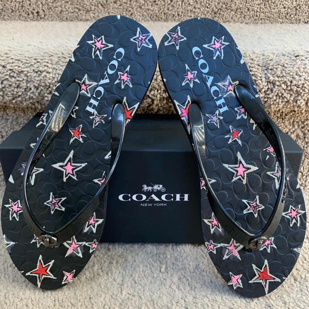 NEW: Coach Abbigail Star Rubber Flip-flop Sandals